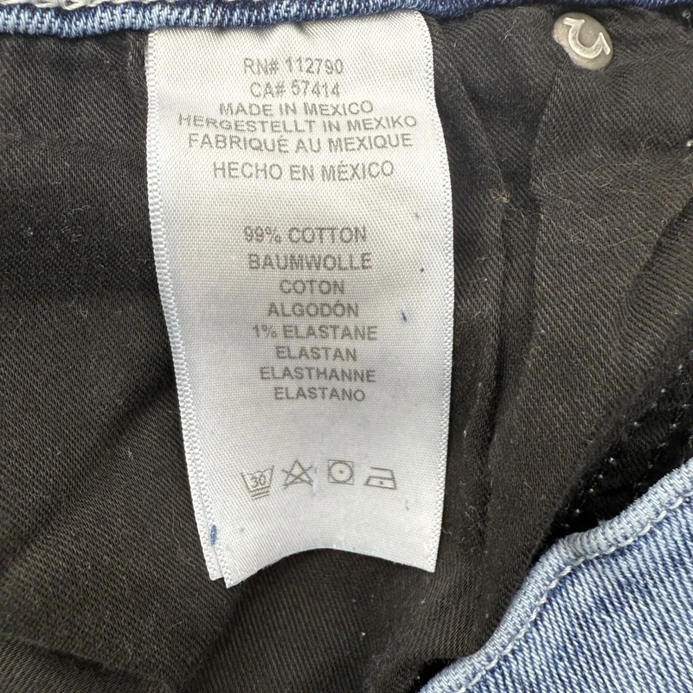 True Religion Rocco Relaxed Skinny Mens Size 36‎ Jeans Blue Acid Wash Pockets